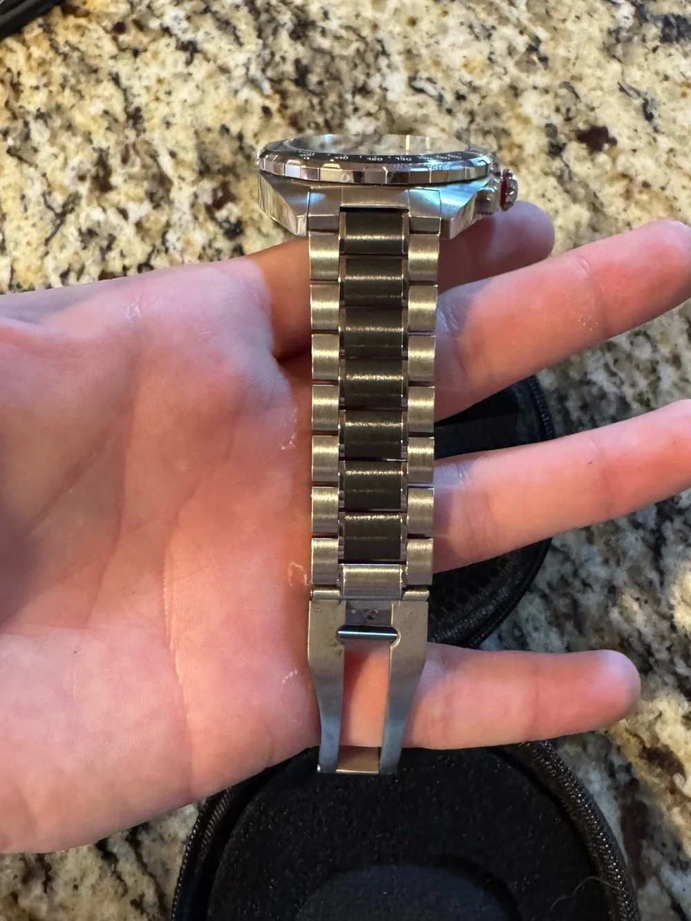 Tag Heuer Silver and Black Men's Toiletry/Watch Travel Case with Metal Bracelet